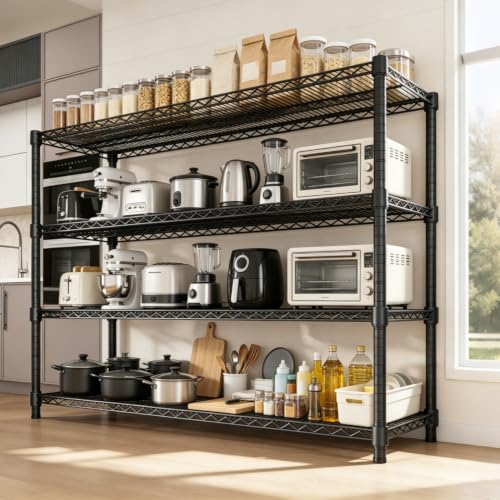 Garvee 4-Tier Wire Shelving 2560LBS Heavy Duty Storage Shelves Garage Rack | - size: 47.2"W x 63"H x 17.7"D