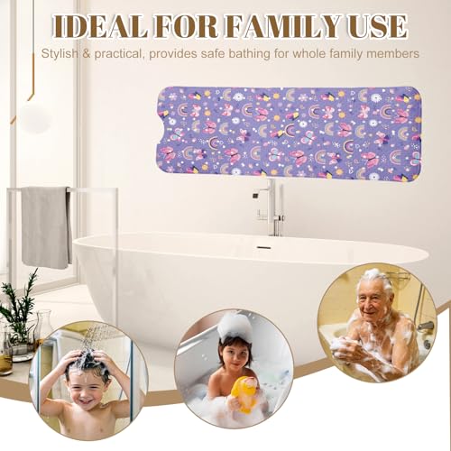 Rainbow Butterfly Bathtub Mat Non Slip with Drain Holes and Suction Cups Bath Mat 40x16 Inch Tub Mats Shower Mats for Kids - color: Rainbow