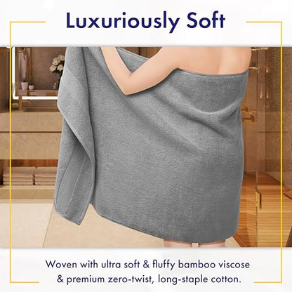 Alusa Home Ultra Soft & Plush Viscose from Bamboo Bath Towels - 700 GSM Luxury Bath Towels - 6 Piece Set - Super Absorbent & Quick Drying (Pewter Grey) - color: Pewter, size: 6pc Towel Set