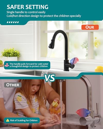 VFAUOSIT Kitchen Faucet with Pull Down Sprayer, Oil-Rubbed Bronze | cUPC and CEC Certified, Lead-Free SUS304 Steel, 3 Spray Modes, 360° Swivel, Fingerprint-Resistant Finish, Ceramic Disc Valve - color: Oil Rubbed Bronze-01