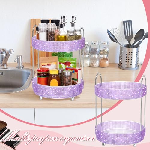 360 Rotating Rhinestone Perfume Organizer,2 Tiers,Resin Diamond,Purple - color: Purple, size: 2 Tiers, style: Resin Diamond