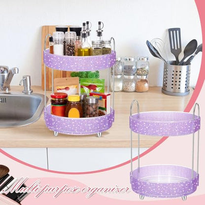 360 Rotating Rhinestone Perfume Organizer,2 Tiers,Resin Diamond,Purple - color: Purple, size: 2 Tiers, style: Resin Diamond