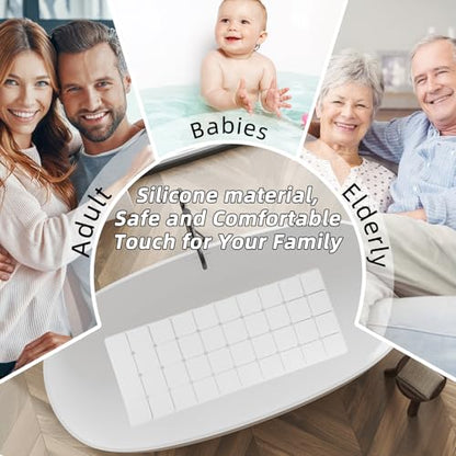 Bathtub Mat Non-Slip Silicone Soft Odorless Large Bath Mat No Suction Cups for Refinished,Reglazed and Textured Shower Mats Non Slip Extra Long Tub Mat (16x40inch White) - color: White