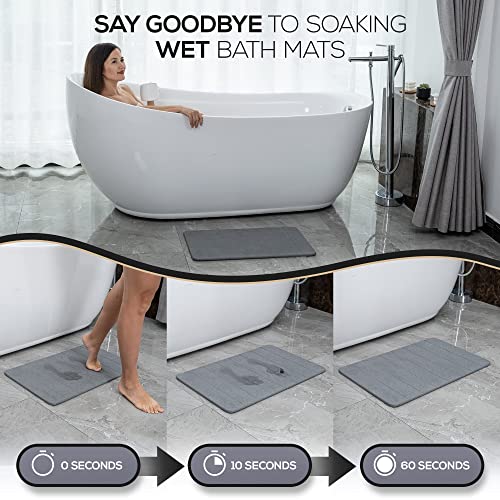 della Premium Stone Bath Mat - Luxurious Quick Drying Diatomite Bathstone for Bathroom Floor - Modern Super Absorbent Diatomaceous Earth Shower Mat, Water Absorbent Bathmat (Stripes)