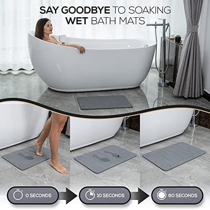 della Premium Stone Bath Mat - Luxurious Quick Drying Diatomite Bathstone for Bathroom Floor - Modern Super Absorbent Diatomaceous Earth Shower Mat, Water Absorbent Bathmat (Stripes)