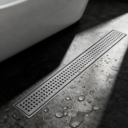 Linear Shower Drain - 36 Inch Brushed Nickel, with Grate Removable | AISI 304 Stainless Steel Shower Drain with Adjustable Feet, Hair Catcher, Rectangle Shower Floor Drain Fits Bathroom, Balcony - color: Brushed Nickel, size: 36 Inch