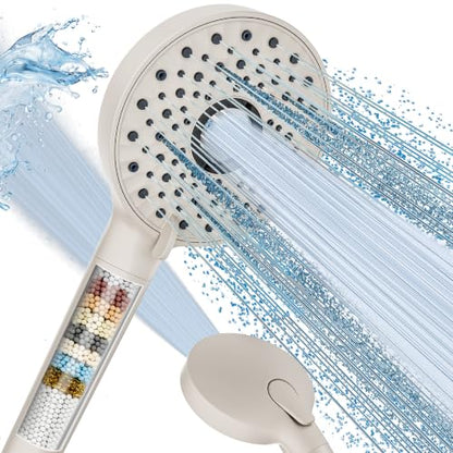 Magichome Shower Head with Handheld, High Pressure 10-Spray Detachable Chrome Showerhead with Stainless Steel Hose,Matte Khaki - color: Matte Khaki