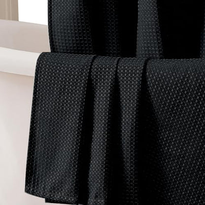 Black Shower Curtain, Stall Small Waffle Weave Heavy Fabric Shower Curtains for Narrow Size Bathroom, Waterproof Soft Hotel Spa Luxury Bath Curtain Set, Machine Washable, Black, 36x72 Inch - color: Black, size: 36"W x 72"L (Pack of 1)