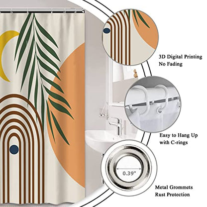 AWERT Small Half Size Stall Shower Curtain with 6 Hooks Shower Stall Curtain 36 x 72 Boho 36 inch Shower Curtain for Bathroom/RV and Camper (Boho) - color: Beige, size: 36"W x 72"L (Pack of 1)