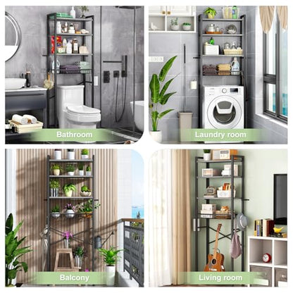 Kalrin Over-The-Toilet Storage Rack, 4-Tier Bathroom Organizer Shelf Over Toilet with Adjustable Shelf and Basket, Freestanding Space Saver Bathroom Shelves Above Toilet for Room (Pure Gray) - color: Pure Gray