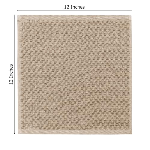 COTTON CRAFT Euro Spa Waffle Wash Cloth - Set of 12 Linen Washcloth | Luxury Face Towel Set - 100% Cotton - Soft Plush Absorbent Low Lint Quick Dry - Gym Shower Beach Bath Kitchen - 12x12 inches - color: Linen, size: 12 Pack Wash Cloths