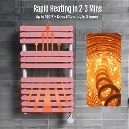 MG01 Towel Warmer for Bathroom, Large, White | Heated Towel Rack, Built-in Timer and Thermo Control, Detachable Controller, Memory Function, Hardwired/Plug-in