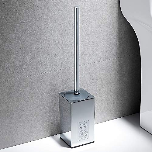 Freestanding Toilet Brush Holder for bathrooms 304 Stainless Steel Toilet Brush Stand Square Storage and Organization Rust Resistant 17-inch high Polished Chrome Finished - color: 17-inch High Square Polished Chrome