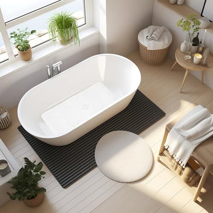 Bathtub Mat Non Slip, Soft Foam Bath Mat for Tub, Bathtub Mat with Drain Holes, Suction Cups Shower Mat (White, 36''X17'') - color: White