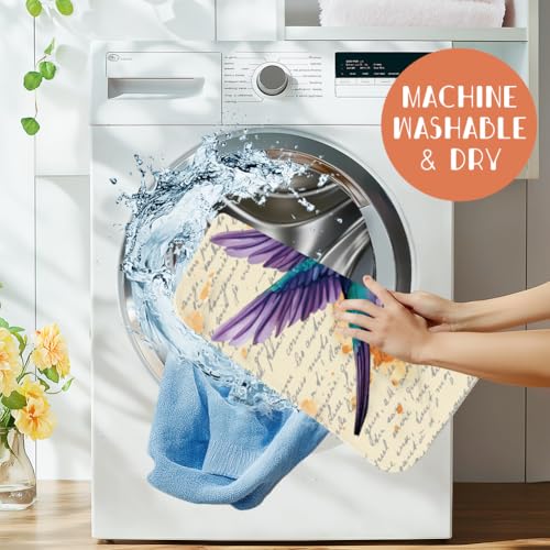 1pc Hummingbird Dish Drying Mat 23.6x17.7 Inch/60x45cm Lily Dishes Drainer Mat Microfiber Polyester Cotton Absorbent Draining Pad Heat Resistant Coffee Bar Counter Mat Foldable Hanging Loop - style: Hummingbird flower