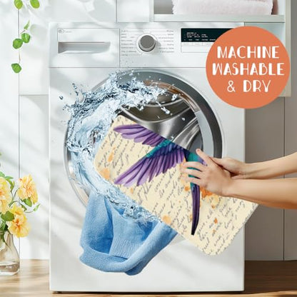 1pc Hummingbird Dish Drying Mat 23.6x17.7 Inch/60x45cm Lily Dishes Drainer Mat Microfiber Polyester Cotton Absorbent Draining Pad Heat Resistant Coffee Bar Counter Mat Foldable Hanging Loop - style: Hummingbird flower