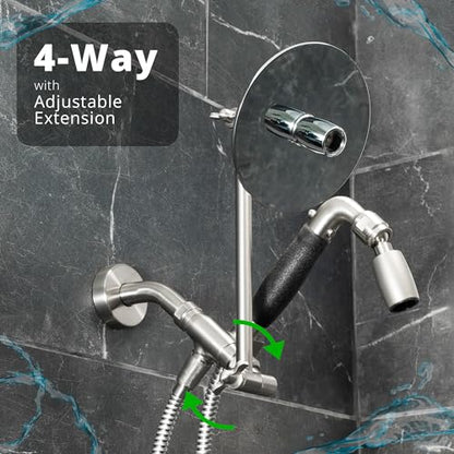 High Sierra® - Solid Lead-Free Metal 4-Way Combo with GEN 3 REFLECTIONS™ Fixed and Handheld Shower Head with Hose. Run Separately or Both at Full Flow - 1.5 GPM per Shower Head - Brushed Nickel Finish - color: Nickel, size: 1.5 GPM