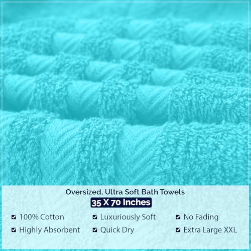 DAN River 2 Pack Bath Sheets Extra Large 35x70, Large Bath Towels for Adults, XL Oversized Heavy Duty Towel Set, 600 GSM 100% Ring Spun Cotton, Soft Quick Dry, Aqua - color: Aqua, size: Bath Sheet 35x70" (PK 2)