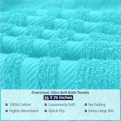 DAN River 2 Pack Bath Sheets Extra Large 35x70, Large Bath Towels for Adults, XL Oversized Heavy Duty Towel Set, 600 GSM 100% Ring Spun Cotton, Soft Quick Dry, Aqua - color: Aqua, size: Bath Sheet 35x70" (PK 2)