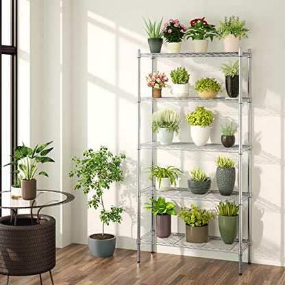Auslar 5-Tier Heavy Duty Wire Shelving, Adjustable Storage Rack, Chrome | 14"D x 36"W x 72"H, Standing Large Shelving Units, 1750 lbs Capacity, for Garage Kitchen Pantry Bathroom Laundry - size: 5 Tier