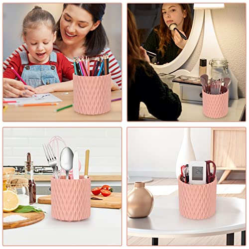 Makeup Brush Holder Organizer - 360° Rotating, 5-Slot Brush Cup for Cosmetics, Lipsticks, Pens | Vanity & Desk Organizer (Pink) - color: Pink