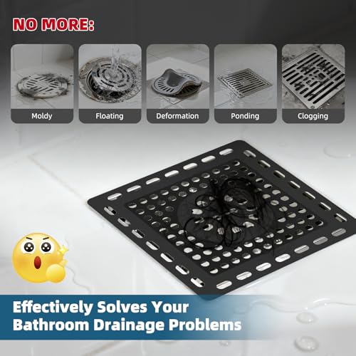 Hibbent Upgraded Shower Drain Hair Catcher, Shower Cover for Bathroom Floor 4" Drain, Anti-Clogging Strainer, Stainless Steel Kitchen Sink Strainer with Handle, Matte Black - color: 4' Matte Black