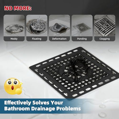 Hibbent Upgraded Shower Drain Hair Catcher, Shower Cover for Bathroom Floor 4" Drain, Anti-Clogging Strainer, Stainless Steel Kitchen Sink Strainer with Handle, Matte Black - color: 4' Matte Black