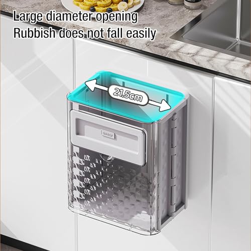 Kitchen Trash Can, 2.4 Gallons Foldable Hanging Garbage Bin, Multifunctional Wall Mounted Small Trash Can - Plastic Collapsible Waste Bin with Lid for RV Office Bathroom Office