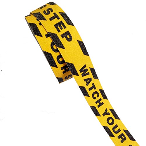 Printed Watch Your Step Black Yellow Anti Slip Tape 1.97 Inch x 16.4 Foot Anti-Slip Tape, Floor Tape,Stairs Tape,Safety Tape Roll