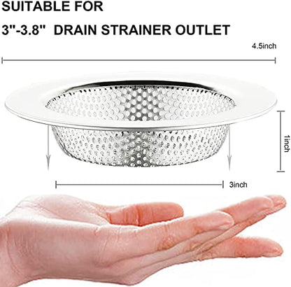 LASSHSWA Kitchen Sink Strainer Stainless Steel, Kitchen Sink Drain Strainer，Sink Strainers for Kitchen Sinks with Large Wide Rim 4.5" Diameter (4 Pack) - style: 4 PACK