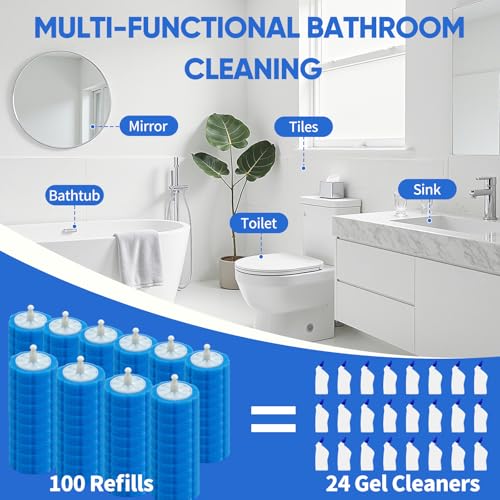 100pcs Disposable Toilet Brush Head,Compatible With Clorox Wand System | Upgrade Fiber Cleaner Heads for Closestool Cleaning (not included brush rod)