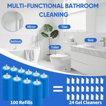 100pcs Disposable Toilet Brush Head,Compatible With Clorox Wand System | Upgrade Fiber Cleaner Heads for Closestool Cleaning (not included brush rod)