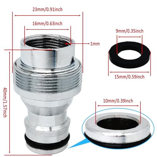 1pcs Brass Faucet Tap Quick Connector Adapter Kit,16mm Female Thread x 1mm Pitch Connector,Universal Faucet Adapter for Washing Machine And Pressure Washer(Silver) - size: 16mm Female Thread x 1mm