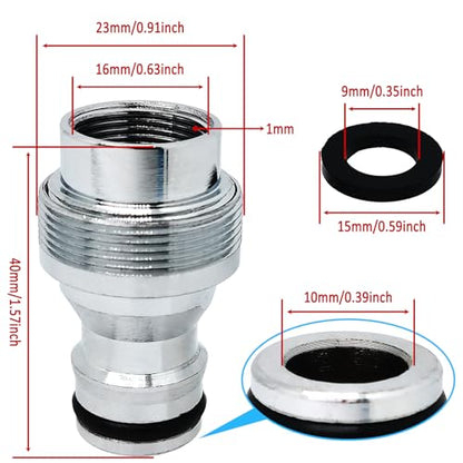 1pcs Brass Faucet Tap Quick Connector Adapter Kit,16mm Female Thread x 1mm Pitch Connector,Universal Faucet Adapter for Washing Machine And Pressure Washer(Silver) - size: 16mm Female Thread x 1mm