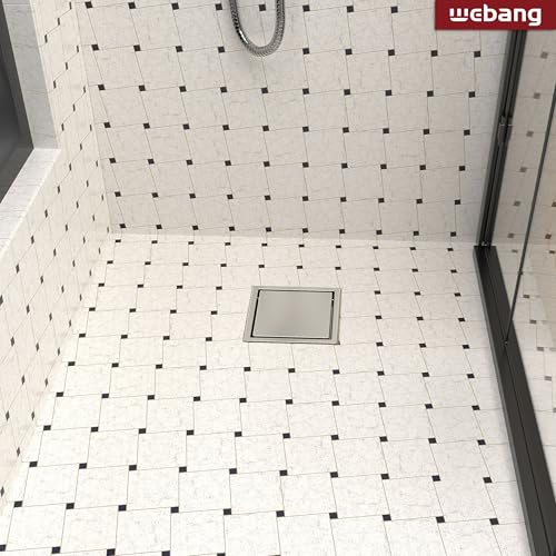 6 Inch Square Shower Drain Nickel Floor Drain with Flange Reversible 2-in-1 Cover Tile Insert Grate Removable SUS304 Stainless Steel CUPC Certified Brushed Nickel - color: Brushed Nickel, size: 6 Inch
