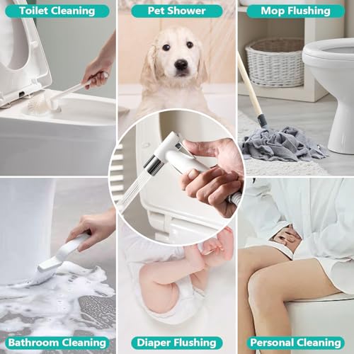 BARROCK Handheld Bidet Sprayer for Toilet, Stainless Steel Metal Made Baby Cloth Diaper Spraying Kit, Bathroom Toilet Bidet Attachment Set for Bathing Pets and Feminine Hygiene, Chrome and White - color: Matte White