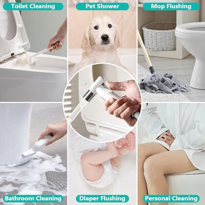 BARROCK Handheld Bidet Sprayer for Toilet, Stainless Steel Metal Made Baby Cloth Diaper Spraying Kit, Bathroom Toilet Bidet Attachment Set for Bathing Pets and Feminine Hygiene, Chrome and White - color: Matte White