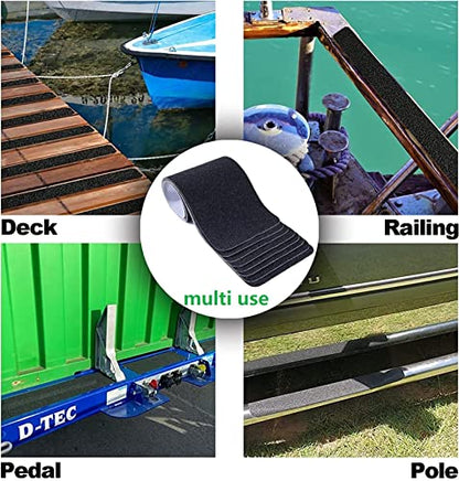 Wild Tribe Pack of 8 Non-Slip Safety Step Tapes Wood Stair Treads Floor Track Sticker 80 Grit for Skateboard & Outdoor & Staircase, Black (6"x24", Black)