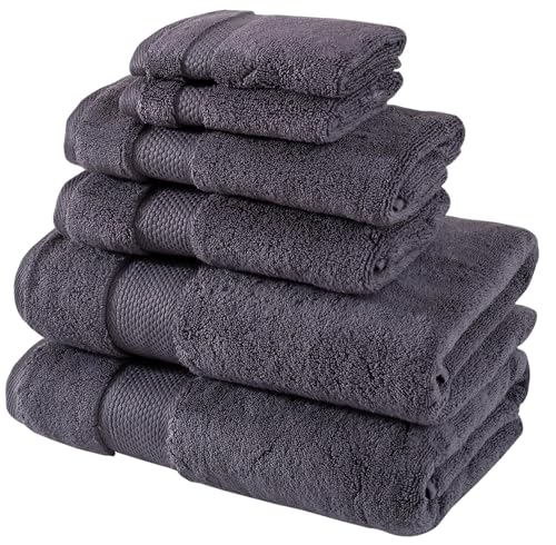 BAGNO MILANO Turkish Towels Hotel-Spa Towel Set, 100% Turkish Cotton | Ultra Soft Plush Absorbent Towels Set (Grey, Towel Set of 6) - color: Grey, size: Towel Set of 6