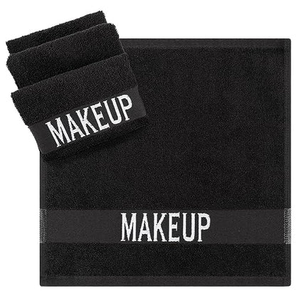 Cotton Paradise 100% Cotton Turkish Towel Set, Soft Absorbent Quick Dry, 4 Piece Makeup Towel Set, Coal Black - color: Coal Black, size: 12"x12"