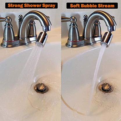 TOTOMO Kitchen Sink Faucet Aerator (Solid Brass) 2 Spray-mode (Shower&Bubble Stream) 360° Swivel Booster Sprayer adapter Water Saving Head attachment replacement - Chrome - color: Faucet Aerator 40° Angle - Polished Chrome