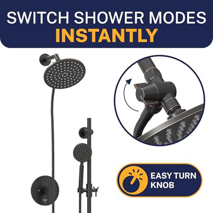 HammerHead Showers Solid Metal 3-Way Shower Diverter Valve, Connects Fixed and Handheld to Shower Arm, Splitter for Dual Shower Head, Oil Rubbed Bronze - color: Oil Rubbed Bronze