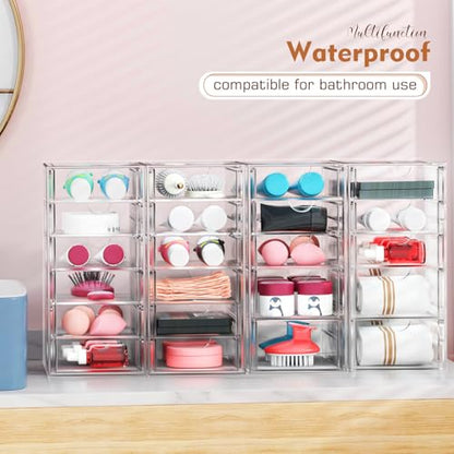 ARSTPEOE 30-Drawer Acrylic Storage & Makeup Organizer for Desk, Bath | Smooth-glide drawers, clear acrylic, stackable , dustproof, wipe-clean, for perler beads, rhinestones, googly eyes, lego bits - size: 30 Drawers