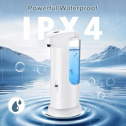 12.5oz Automatic Liquid Soap Dispenser, Touch-Free Battery Operated Adjustable Soap Dispensing Volume for Kitchen Bathroom - color: White