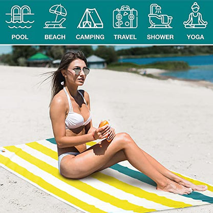 SUN CUBE Microfiber Beach Towel Quick Dry with Carry Bag, Yellow 60x30 Inch | Quick Dry and Free Microfiber Towel, Lightweight Packable Swim Towel for Beach, Pool, Camping, Cruise, Travel - color: Yellow, size: 60.00" x 30.00"