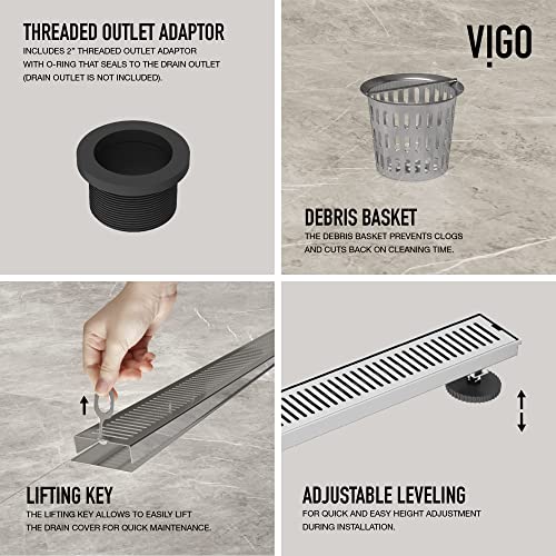 VIGO Elan 36 in. Linear Shower Drain in Chrome - VG07003CH - color: Chrome, size: 36 in.