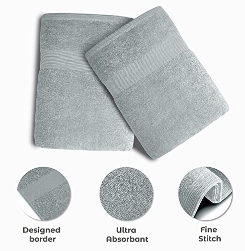 Luxury Bath Towels Set of 4 (27” x 54”) | Towels for Bathroom | Super Soft | Highly Absorbent Towels for Home, Spa, Gym (Silver Grey) - color: Silver Grey