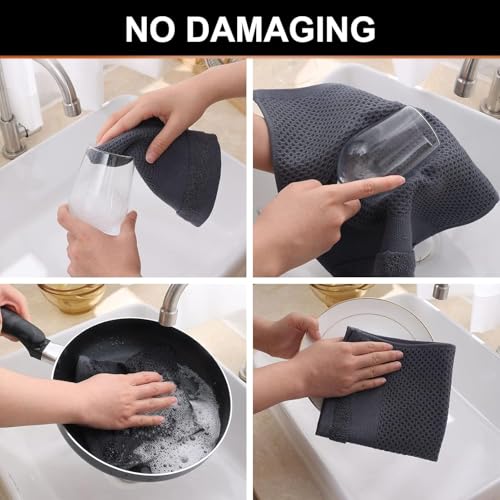 Homaxy Kitchen Towels and Dishcloths Set, Set of 8, Dark Grey | 100% Cotton Waffle Weave Kitchen Towels, Super Soft and Absorbent Dish Cloths, 12 x 12 and 13 x 28 Inches - color: Dark Grey, size: 8-Piece Set
