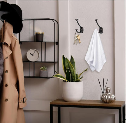 Oil Rubbed Bronze Hooks Large Wall Mounted Decorative Solid Heavy-Duty Double-Sided Coat Hooks Triple Coat Hook Towels Coats Robes Towels Bag Bathroom Three Prong Coat Hook (2 Pack) - color: Oil Rubbed Bronze