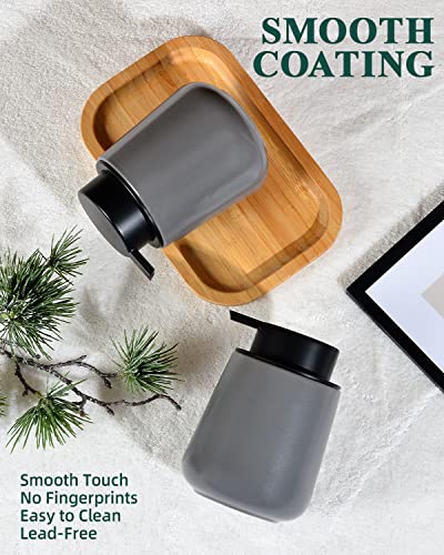 BosilunLife Ceramic Soap Dispenser - Dish Soap Dispenser for Bathroom 12Oz | Refillable Liquid Hand Wash Dispenser for Essential Oil, Lotion Soap, Modern Grey - color: Matte Grey